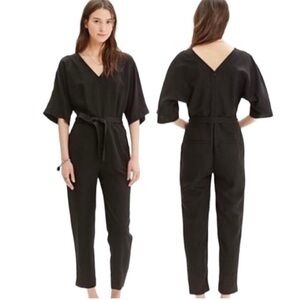 Madewell 1937 Linen Blend Black Women's Jumpsuit | Sz 4